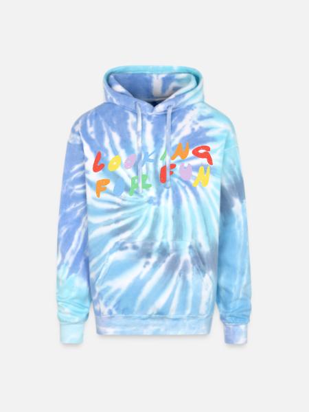 Looking for Fun - Adult Tie Dye Hoodie - blue lagoon
