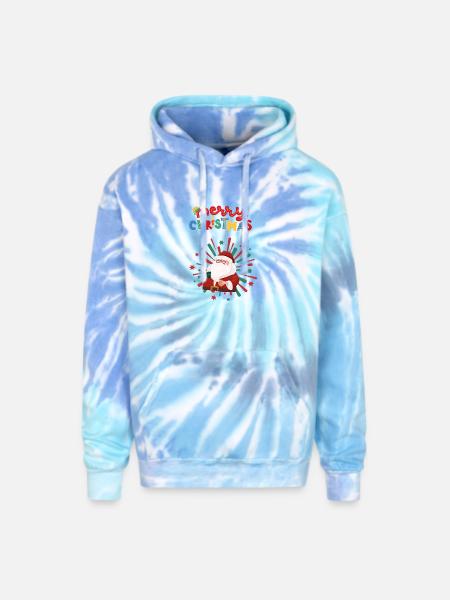 Christmas_Design - Adult Tie Dye Hoodie - blue lagoon