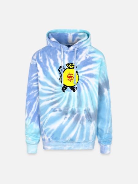 Money Bag - Adult Tie Dye Hoodie - blue lagoon