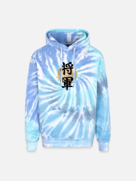SHOGUN -Samurai Emblem Design - Japanese Kanji - Adult Tie Dye Hoodie - blue lagoon