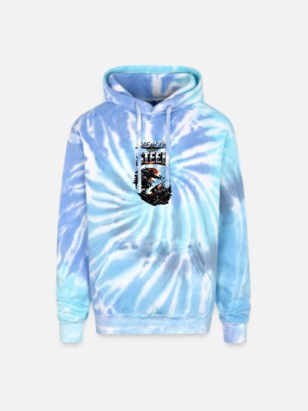 Stealth vs Steel Clash - Adult Tie Dye Hoodie - blue lagoon