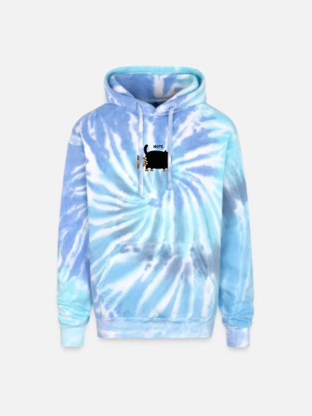Black Cat Nope - Adult Tie Dye Hoodie - blue lagoon