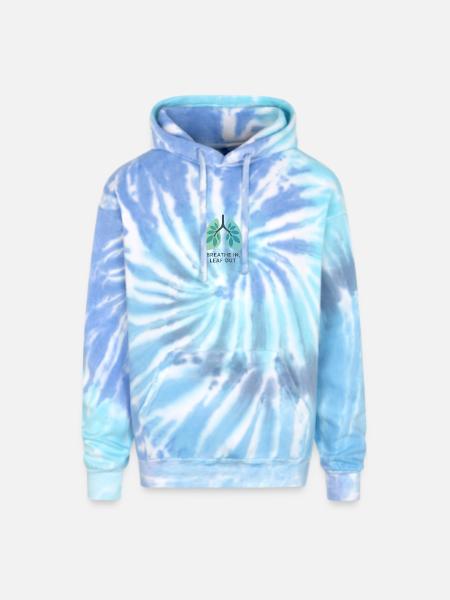 Breathe In, Leaf Out - Adult Tie Dye Hoodie - blue lagoon