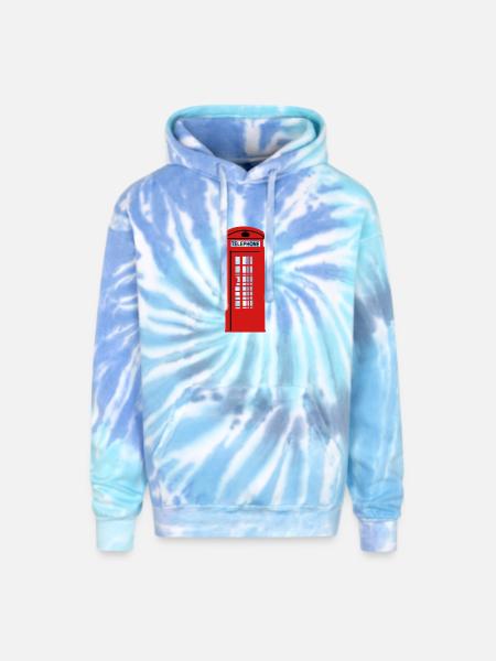 phone box - Adult Tie Dye Hoodie - blue lagoon