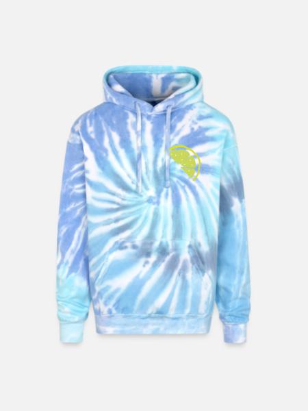 Lemon Slice Neon Pop - Adult Tie Dye Hoodie - blue lagoon