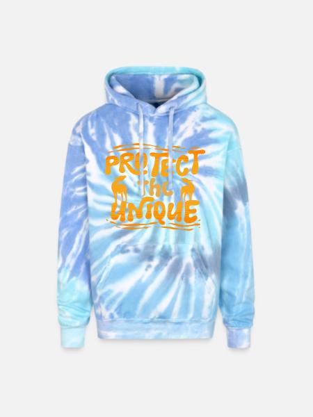 Okapi Protect The Unique - Adult Tie Dye Hoodie - blue lagoon