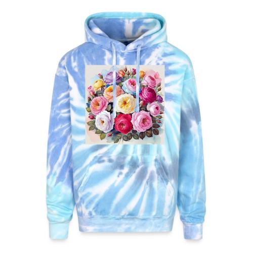 beautiful flowers floral design, wellness, nature - Adult Tie Dye Hoodie