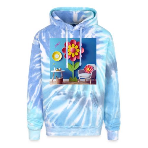 Flower design and harmony of environmental well-be - Adult Tie Dye Hoodie