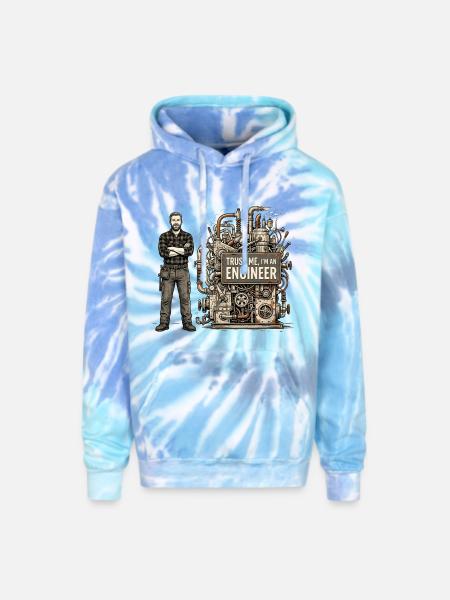 Steampunk Engineer Portrait Machine - Adult Tie Dye Hoodie - blue lagoon