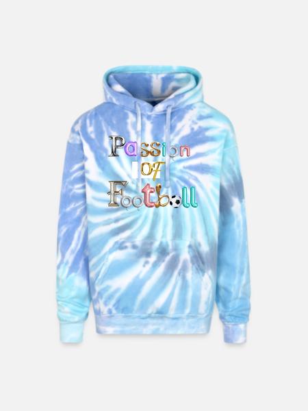 Passion of football - Adult Tie Dye Hoodie - blue lagoon