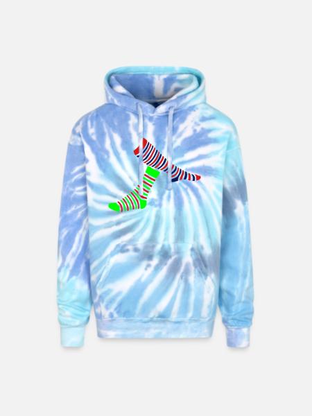 1 sock 2 - Adult Tie Dye Hoodie - blue lagoon