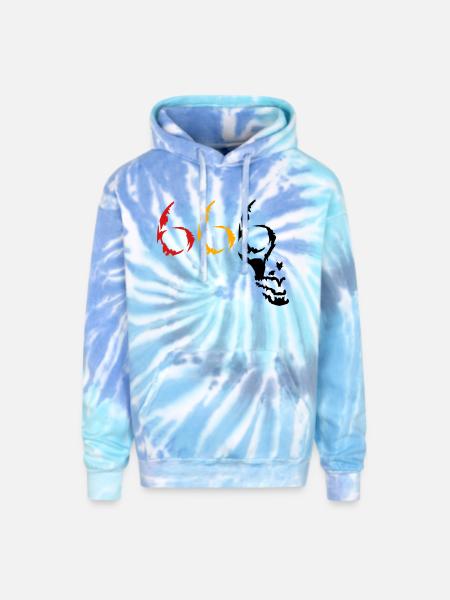 666 skull v2 (© alteerian) - Adult Tie Dye Hoodie - blue lagoon