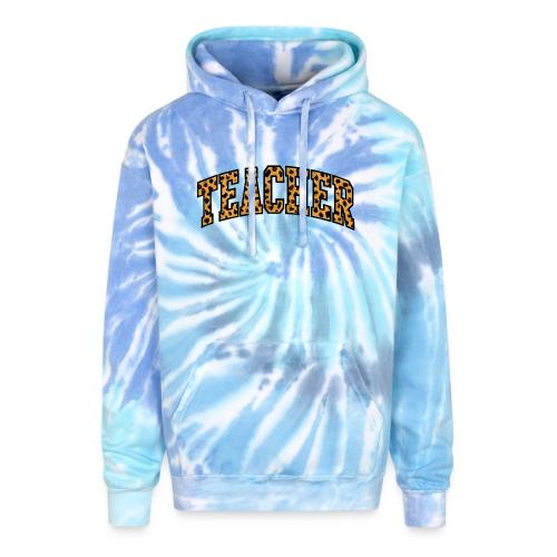 Leopard Print Teacher Typography - Adult Tie Dye Hoodie