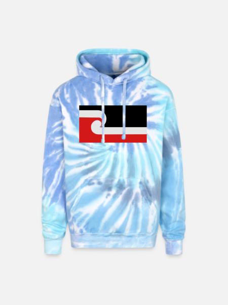 Maori Flag - Adult Tie Dye Hoodie - blue lagoon