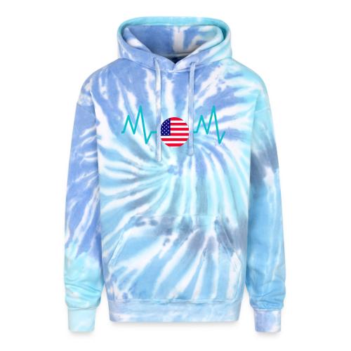 Heartbeat USA Flag – Patriotic American Pride Tee - Adult Tie Dye Hoodie