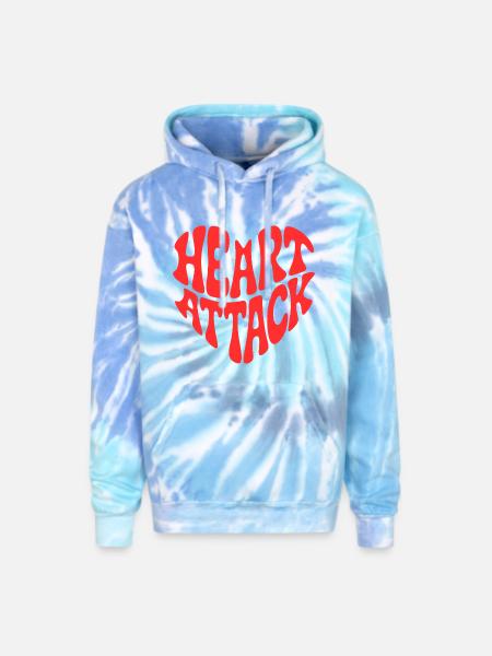 HEART ATTACK - Adult Tie Dye Hoodie - blue lagoon