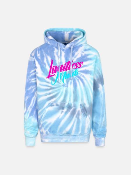 Limitless Minds - Adult Tie Dye Hoodie - blue lagoon