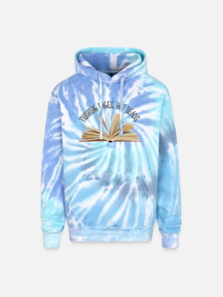 Turning Pages Not Heads - Adult Tie Dye Hoodie - blue lagoon
