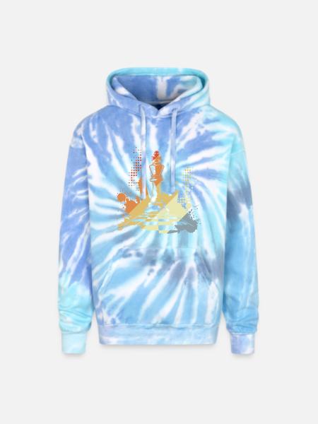 Chess Pieces - Adult Tie Dye Hoodie - blue lagoon