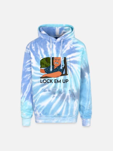 Lock em up - Adult Tie Dye Hoodie - blue lagoon