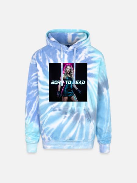 Cyberpunk Aesthetic — Neon Command Presence - Adult Tie Dye Hoodie - blue lagoon