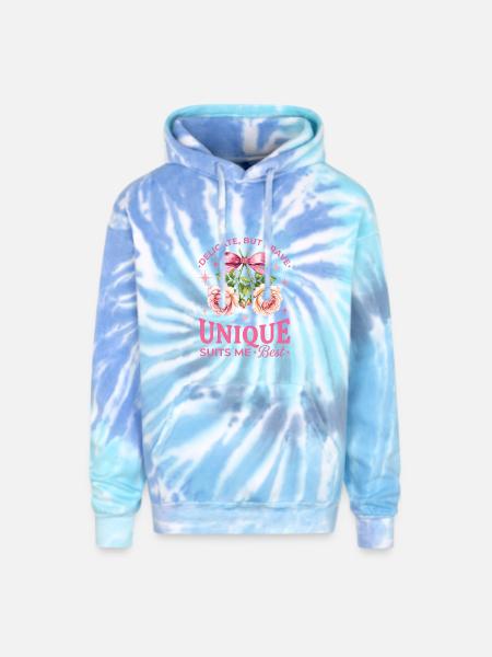 Unique Rose Bloom Ribbon - Adult Tie Dye Hoodie - blue lagoon
