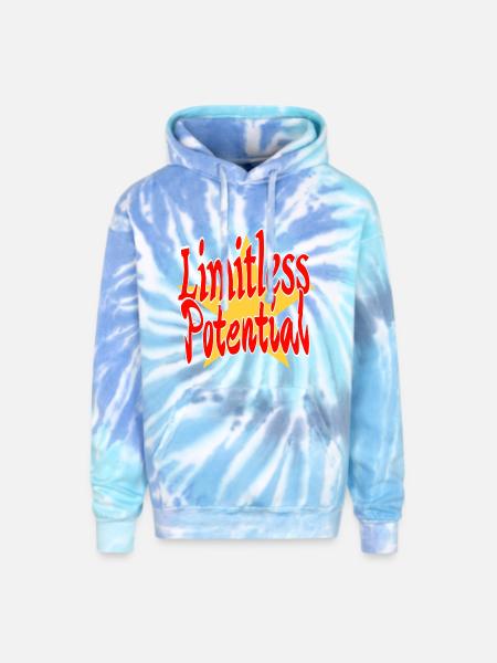 Limitless Potential - Adult Tie Dye Hoodie - blue lagoon