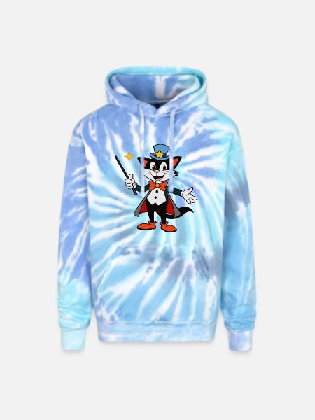 Magical Cat Maestro - Adult Tie Dye Hoodie - blue lagoon