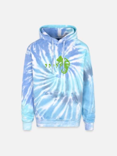 Comma Chameleon - Adult Tie Dye Hoodie - blue lagoon