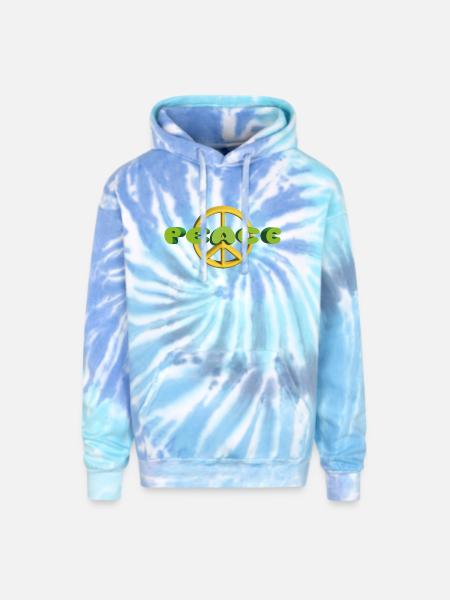 Peace on Earth - Adult Tie Dye Hoodie - blue lagoon