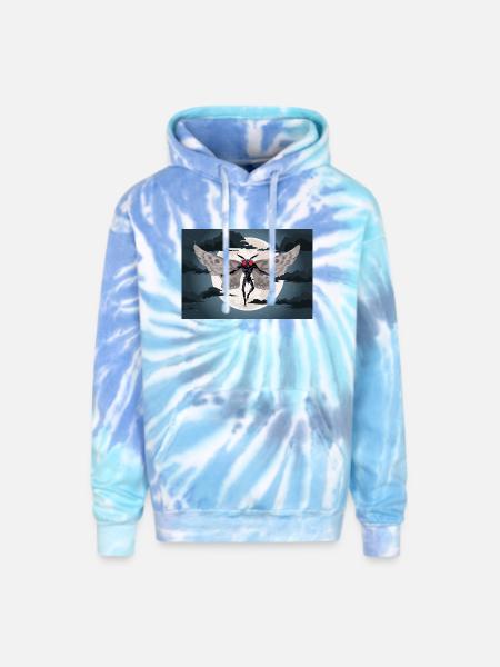 the mothman - Adult Tie Dye Hoodie - blue lagoon