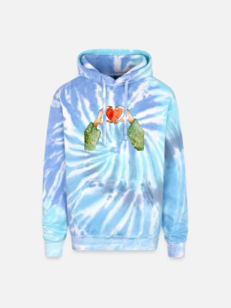 Hands Heart - Adult Tie Dye Hoodie - blue lagoon