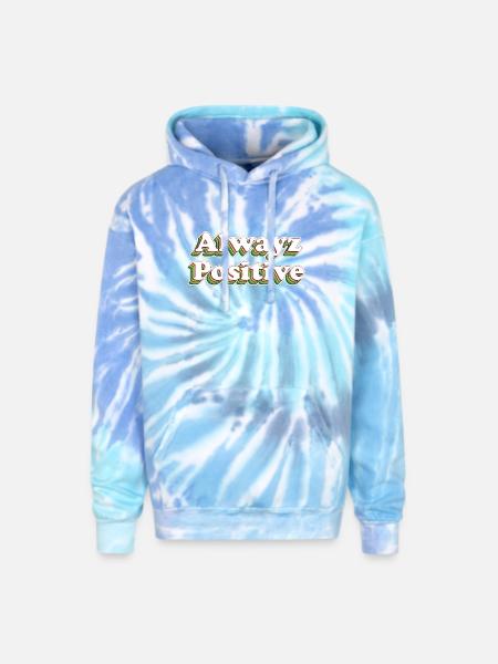 Alwayz Positive - Adult Tie Dye Hoodie - blue lagoon