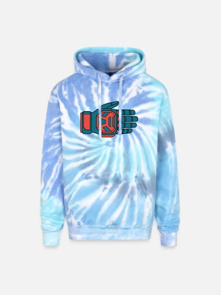 Secure Downhill Glove BMX Rider - Adult Tie Dye Hoodie - blue lagoon