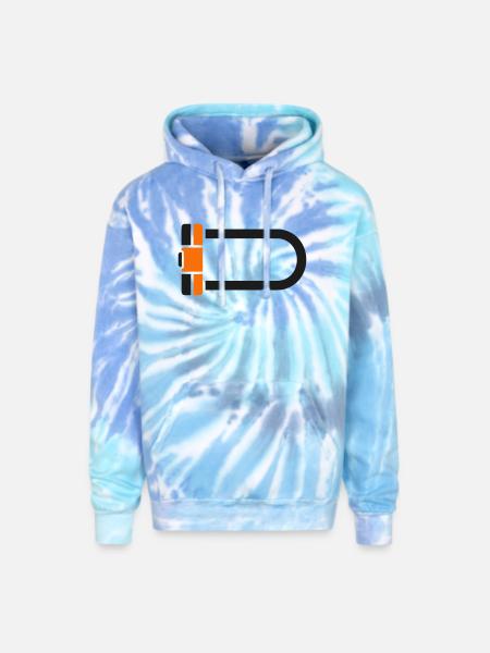 Bicycle U Lock Graphic - Adult Tie Dye Hoodie - blue lagoon