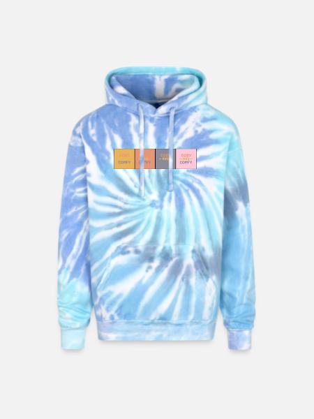 Cozy Comfy Quad Panels - Adult Tie Dye Hoodie - blue lagoon