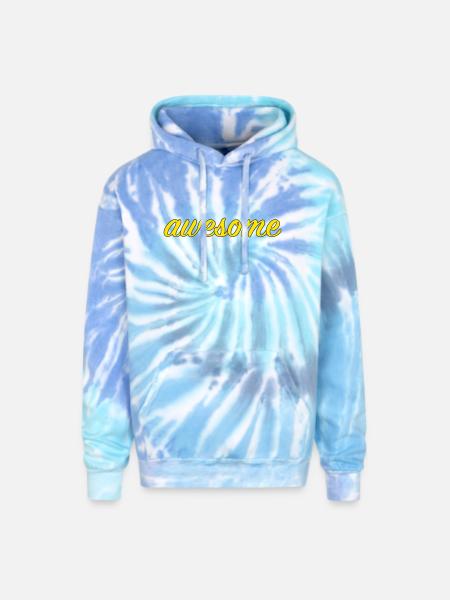 Awesome - Adult Tie Dye Hoodie - blue lagoon