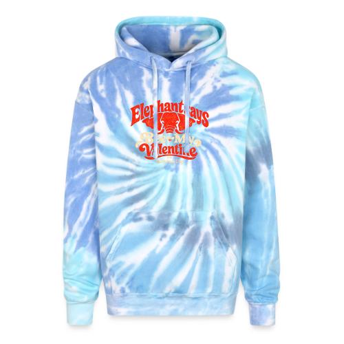 Retro Elephant Bee My Valentine Cute Couple - Adult Tie Dye Hoodie