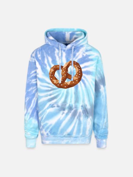 Geometric Pretzel – Pretzel Snack Design - Adult Tie Dye Hoodie - blue lagoon
