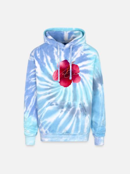 Value Flower - Adult Tie Dye Hoodie - blue lagoon