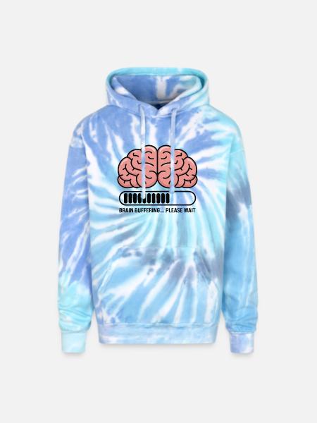 Brain Buffering Loading Graphic - Adult Tie Dye Hoodie - blue lagoon