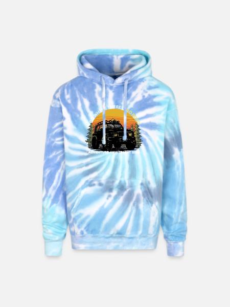 GO_WHERE_THERE_IS NO ROAD - Adult Tie Dye Hoodie - blue lagoon