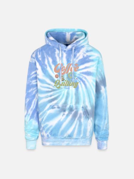 Coffee & Quilting Sewing Quilter - Adult Tie Dye Hoodie - blue lagoon