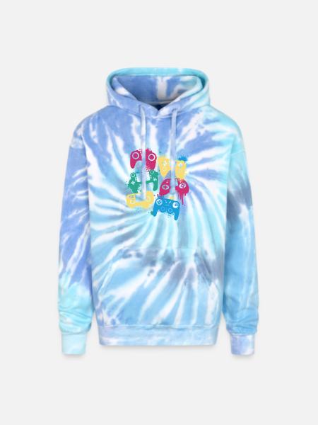 Joysticks - Adult Tie Dye Hoodie - blue lagoon