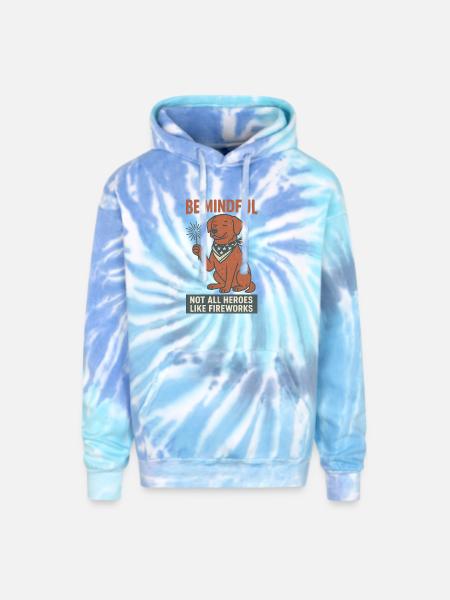 Be Mindful - Adult Tie Dye Hoodie - blue lagoon