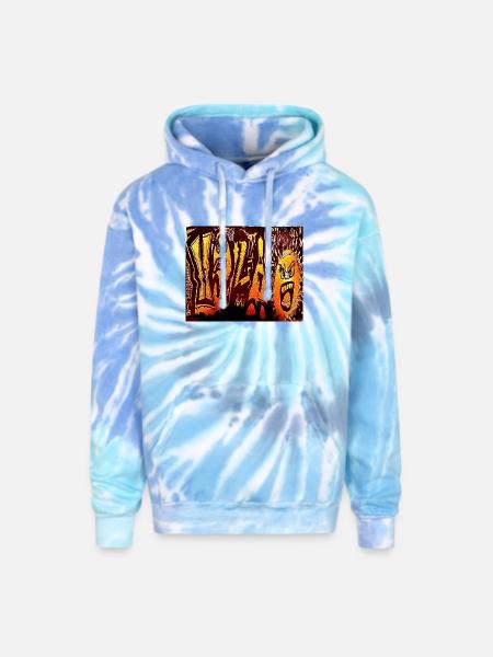 Inferno Graffiti Faces - Adult Tie Dye Hoodie - blue lagoon