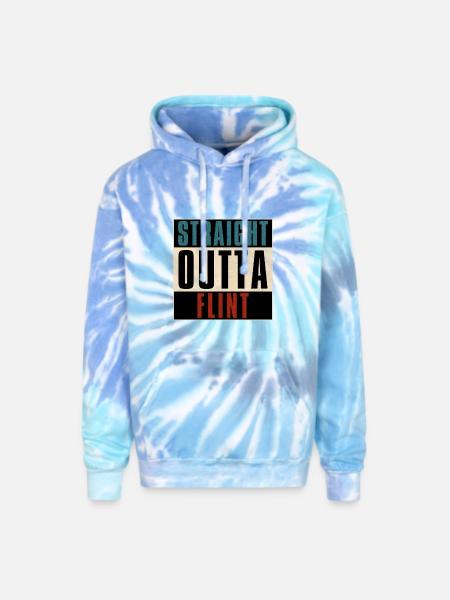 Straight Outta Flint Michigan MI - Adult Tie Dye Hoodie - blue lagoon