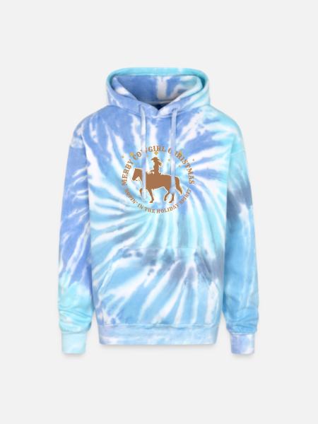 Cowgirl Christmas - Adult Tie Dye Hoodie - blue lagoon
