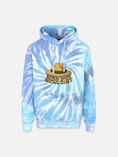 Safari Staff Hat Emblem - Adult Tie Dye Hoodie - blue lagoon