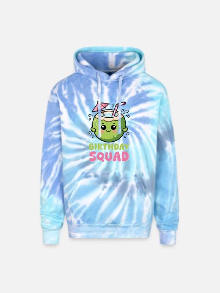 Birthday Coconut Squad - Adult Tie Dye Hoodie - blue lagoon
